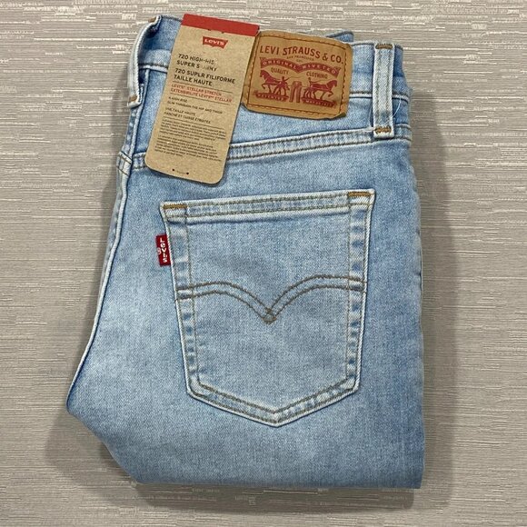 Levi's 720 Jeans Womens 27 x 30 High Rise Super Skinny Light Wash Stretch Denim - Picture 1 of 15